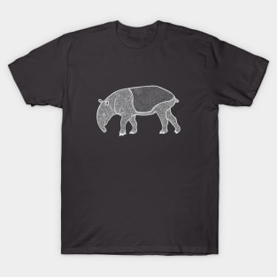Malayan Tapir Ink Art - cute animal design - dark colors T-Shirt